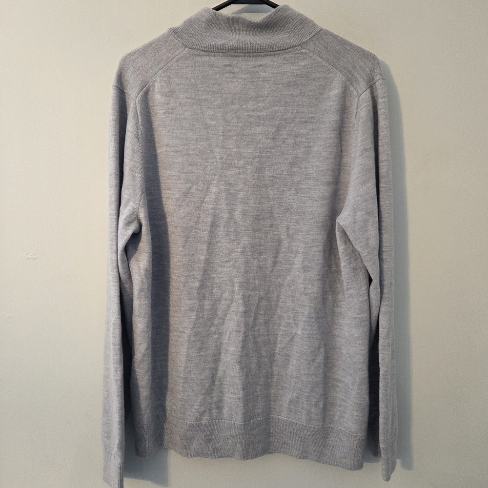Fairlane Quarter Zip Pullover Sweater Men's XL Heather Grey 100% Merino Wool - Picture 8 of 11